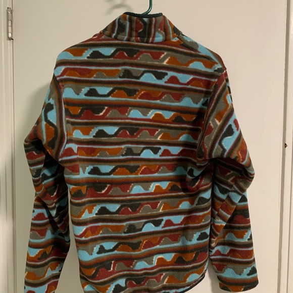 Patagonia Men's Small RARE Aztec Cinder Delta Red Print Synchilla Snap Pullover - Picture 3 of 7